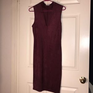 Burgundy Cocktail Dress, suede material & stretchy